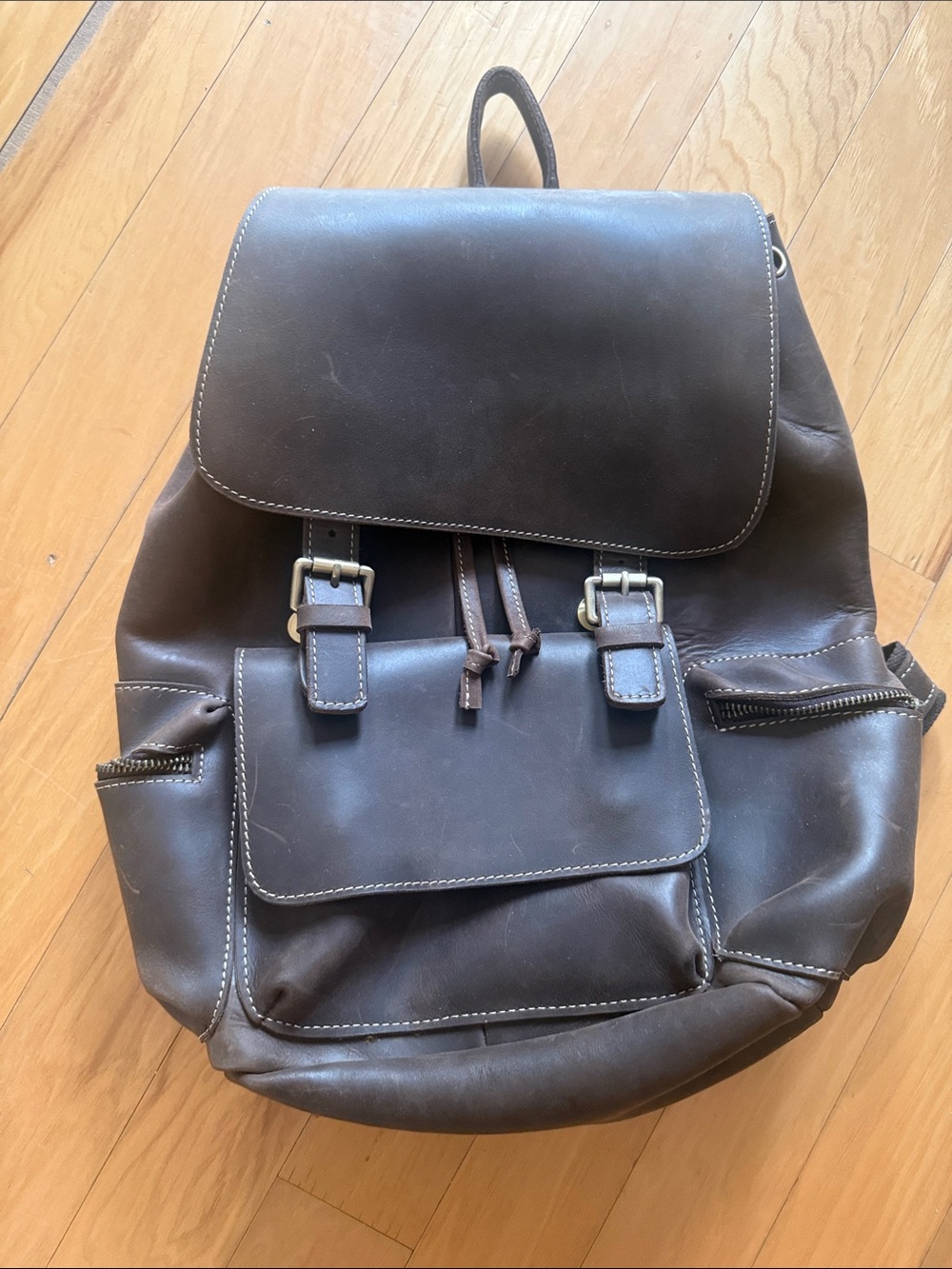 Leather Backpack in Dark Brown - Classic Everyday Bag
